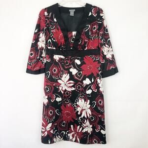 Ann Taylor Kimono Dress Womens 0 Empire Y2K Party Cocktail Festival Dark Floral